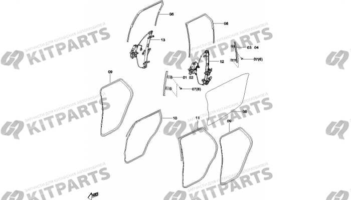 Стеклоподъемник передней двери и уплотнители FAW