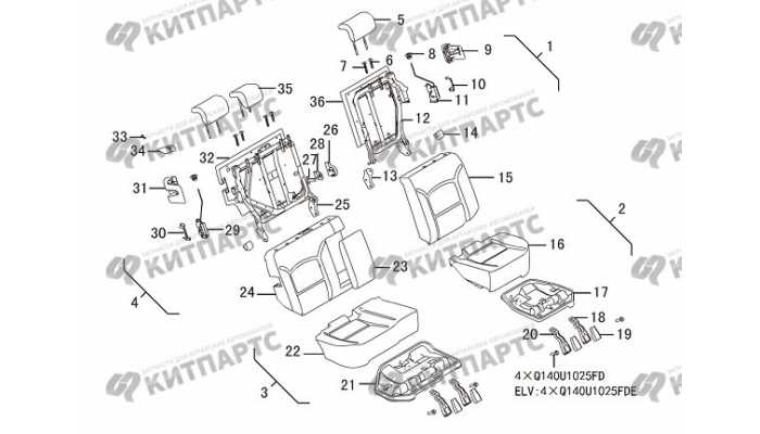 Сиденье заднее Great Wall DW Hower H5